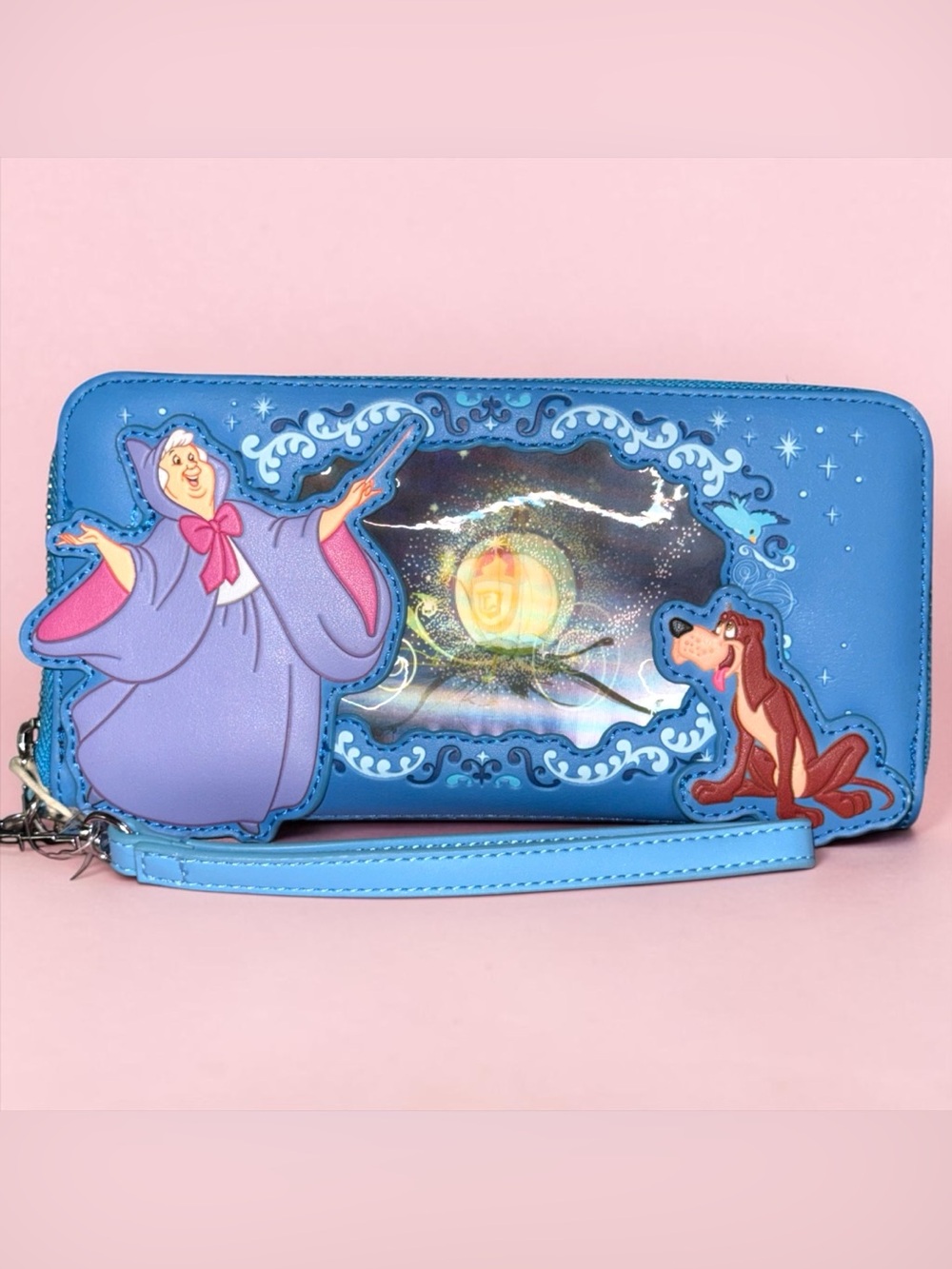 Loungefly Blue Cinderella Lenticular Princess Series Zip Wristlet/Wallet